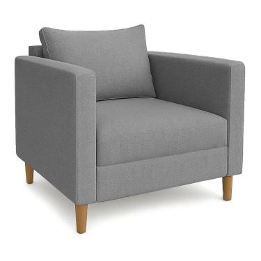 Imagem de Poltrona Decorativa Helena Linho Cinza Dal Poz Estofados