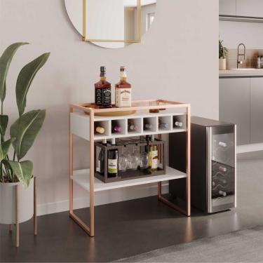 Imagem de Adega Com Prateleira Suzy Branco Cobre