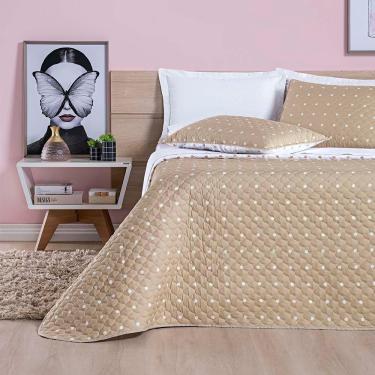 Imagem de Kit Cobre Leito Celine Casal Queen Dupla Face Micropercal 200 Fios 03 Peças - Cáqui