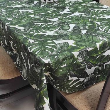 Imagem de Toalha De Mesa Térmica Impermeável 1,50M X 4,00M Para Mesa 10 A 12 Cadeiras - Verde Floral