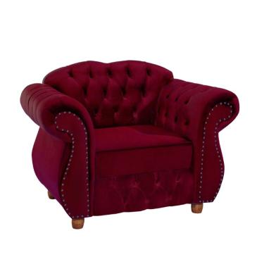 Imagem de Poltrona Chesterfield Merlô Via Encanto Veludo Bordô