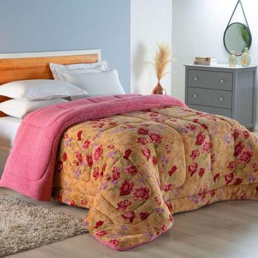 Imagem de Edredom Coberdrom Sonobom Solteiro Sherpa - Floral Rosê