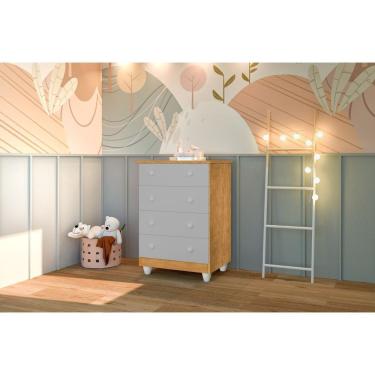 Imagem de Cômoda Infantil 4 Gavetas Lara Nature-cinza