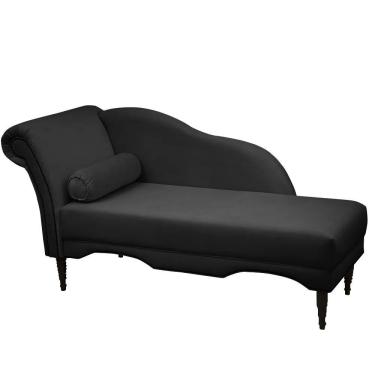 Imagem de Chaise Longue Divã Copenhagen Em Madeira De Reflorestamento Veludo 160cm Star Confort Preto