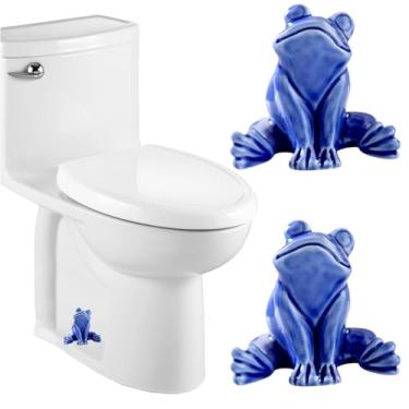 Imagem de ZVZKC Tampas Decorativas De Cerâmica Para Parafusos Vaso Sanitário Em Formato Sapo, Conjunto Com 2 Altas, Fofas Parafusos, Decoração Fundo Banheiro, Fáceis Instalar (B - Azul)