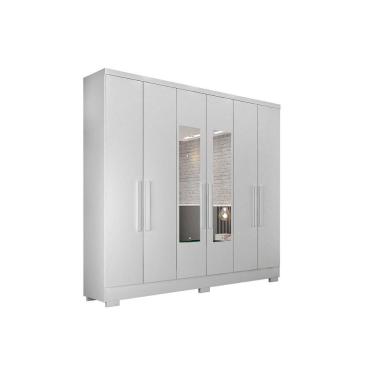 Imagem de Guarda Roupa 6 Portas (2 c/ Espelho) e 4 Gavetas c/ Pés Milly/Veneza Neve - Novo Horizonte
