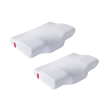 Imagem de Kit Travesseiros Cervical Ortopédico Ergonômico Estilo Nasa Coluna Branco Dor Pescoço Relax