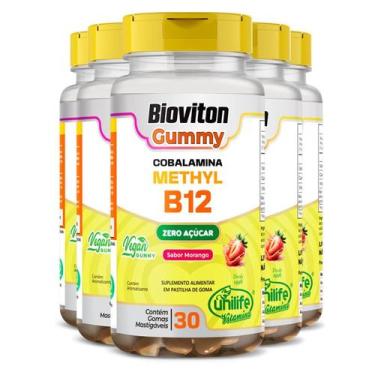 Imagem de Gummy Vitamina B12 Methyl 30 Gomas Morango 5 Unidades - Unilife