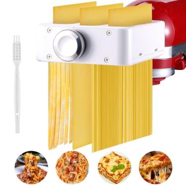 Imagem de Acessório para máquina de macarrão KitchenAid batedeiras 3 em 1 de aço inoxidável, cortador de espaguete/fettuccine para acessórios de batedeira KitchenAid e prensa de macarrão Gomen
