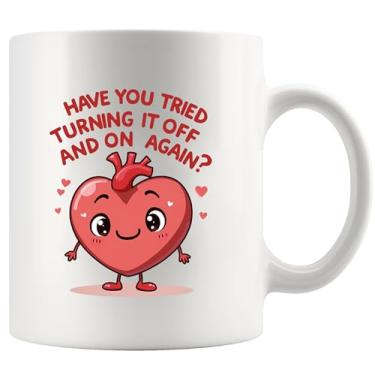 Imagem de Have You Tried Turning It Off And On Again Heart Survivor Recovery Gifts Heartbeat For Coronary Artery Patient From Friends Family Ceramic Mug 325 ml Branco