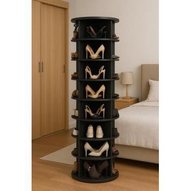 Imagem de Sapateira Rotativa Giratória Preta 8 Niveis 50x180cm 32pares - vianatt