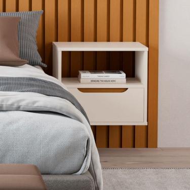 Imagem de Mesa de Cabeceira Jatobá 1 Gaveta Off White - Jb Bechara