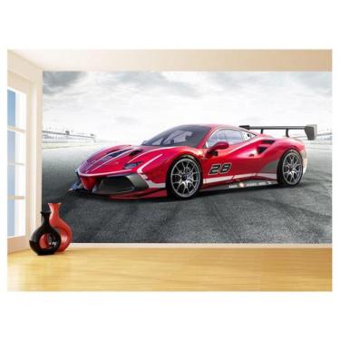 Imagem de Papel De Parede 3D Carro Ferrari Vermelha Pista 3,5M Car111 - Você Dec