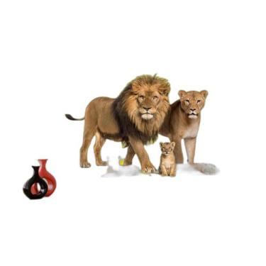 Imagem de Papel De Parede Animais Leão Família Filhotes 3,5M Anm519 - Você Decor