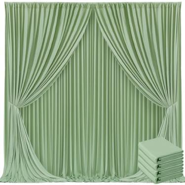 Imagem de Cortinas de fundo verde sálvia de 6 m x 3 m, painéis para festas, tecido sem rugas, cortinas de pano de fundo, para casamento, chá de bebê, fotografia, noivado, festa, revelação de gênero, cortina de
