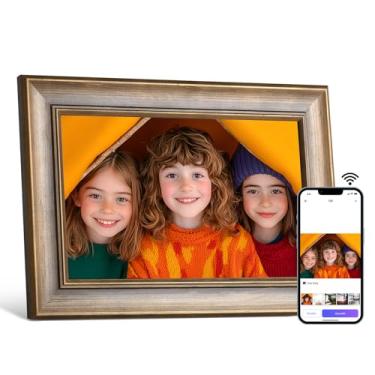 Imagem de BWJBSW Porta-Retratos Digital Com Acabamento Em Madeira De 10,1", Wi-Fi Inteligente, Tela Sensível Ao Toque Hd 1280X800 Ips, Compartilhe Fotos E Vídeos Qualquer Lugar Sem Esforço