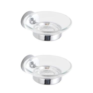 Imagem de Kit 2 Saboneteiras Redonda Porta Sabonete Suporte De Parede