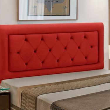 Imagem de Cabeceira Estofada Madeira Casal Belinha Reta (Vermelho)