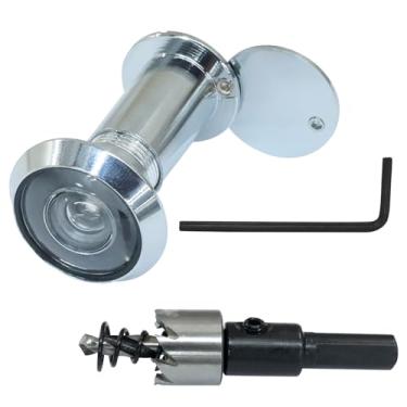 Imagem de LifCratms Olho mágico do visualizador de porta, liga de zinco de 200 graus com broca de 16 mm/0,63 polegadas para portas de 3,5 a 6,5 cm para home office hotel (prata)