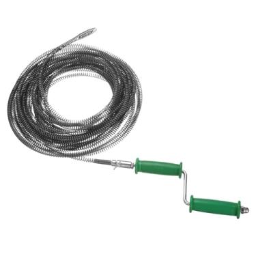 Imagem de HARFINGTON Cabo de drenagem 2/5" (10 mm) de diâmetro. 15 m Cabos de trado de limpeza de dreno manual com conector de broca mola flexível desentupir cabelo para banheiro, cozinha, banheiro, banheira