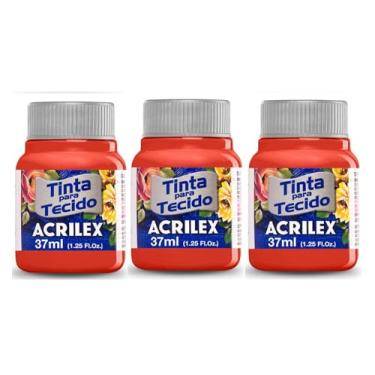 Imagem de Tinta Para Tecido Fosca Acrilex 37ml 3 Unidades Artesanato Fixação Frio Alta Cobertura – Fixação a Frio e Alta Cobertura Com Acabamento Fosco, Este Kit É A Escolha Perfeita Para Quem Busca Qualidade (Vermelho Escarlate 508)