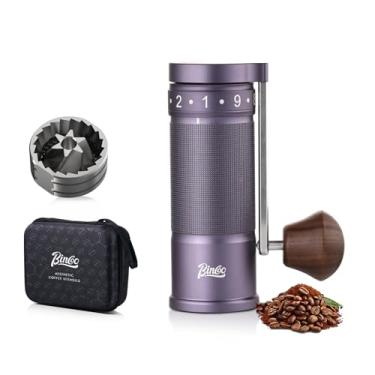 Imagem de Moedor de café manual com alça dobrável, moedor de café cônico com capacidade de 20 g, configuração de moagem externa ajustável para viagens, acampamento, casa (roxo)