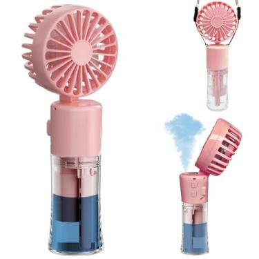 Imagem de AIRPROSSING Ventilador portátil de nebulização, operado por bateria recarregável, ventilador de água, ventiladores de névoa, dobrável, 4 velocidades, mini ventiladores de resfriamento pessoais para