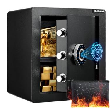 Imagem de ADIMO Cofre biométrico, cofre de impressão digital de 1,6 cm com tela sensível ao toque, cofre à prova de fogo com prateleira removível e sistema de alarme, seguro para dinheiro para documentos