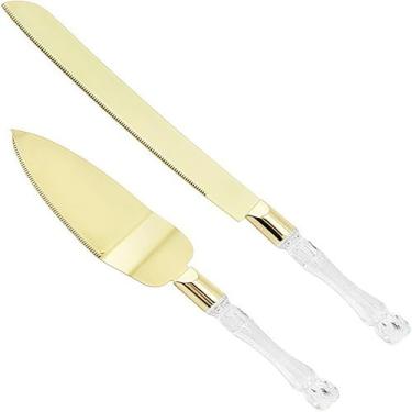 Imagem de Conjunto de corte de bolo para casamento, conjunto de cortadores de bolo de aço inoxidável, conjunto de facas de bolo de casamento, cortador de bolo grande e espátula fatiadora, utensílios de corte de