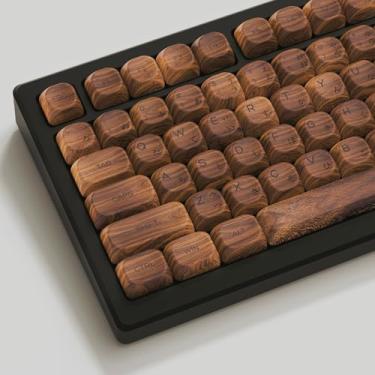 Imagem de Womier Teclas PBT – Teclas MOA 75 por cento, conjunto de teclas de teclado personalizadas de sublimação de tinta de madeira para teclado mecânico Cherry MX 61/64/68/84/87/100/104/108 Cherry MX