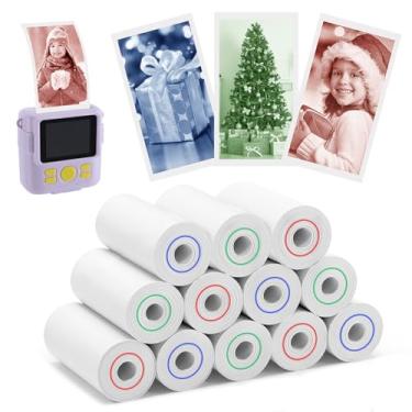 Imagem de Refil de rolo de papel para câmera infantil com 12 rolos de 3 cores – vermelho verde azul, impressora fotográfica instantânea térmica para 4, 5, 6, 7, 8, 9, 10 anos, meninas, meninos, presentes de