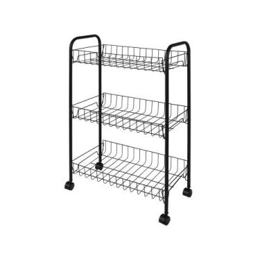 Imagem de Fruteira 3 Andares Preta com Rodas - MOR