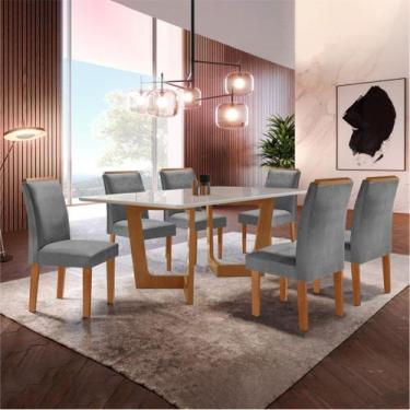 Imagem de Conjunto Sala de Jantar Nápoles Tampo Vidro/mdf com 6 Cadeiras Luísa S