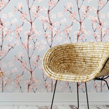 Imagem de Papel De Parede Adesivo Amendoeira Rosa Floral Lavável 2.5m - DELIQUAD