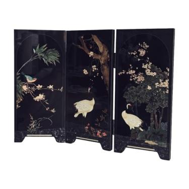 Imagem de Ioensy Mini divisor de tela dobrável, presente comercial, decoração de mesa colecionável, ornamento Feng Shui, tela decorativa para armário e, Style C