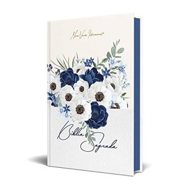 Imagem de Bíblia Sagrada Nvi Média Capa Dura Azul Flores