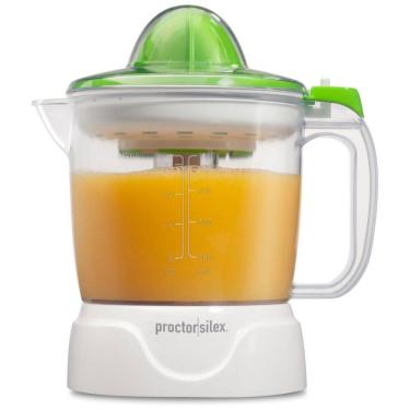 Imagem de Espremedor de Sucos Elétrico Proctor Silex, 1L, para suco de laranja, limão e toranja, branco e verde (66340). Ideal para sucos frescos.