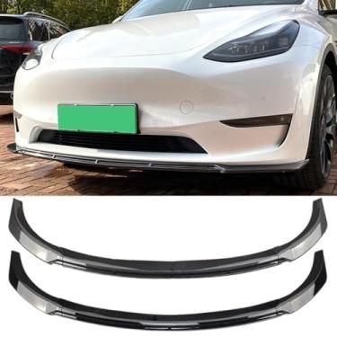 Imagem de Difusor de para-choque dianteiro divisor de para-choque dianteiro Spoiler Lip compatível com o kit de carroceria modelo Y acessórios para carro (aparência de fibra de carbono)