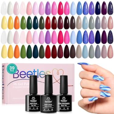 Imagem de Esmalte de gel de inverno Beetles, paleta de 36 cores, verde, marrom, rosa, amarelo, azul, nude, purpurina, esmalte em gel com base superior de imersão UV LED para todas as estações, presente para
