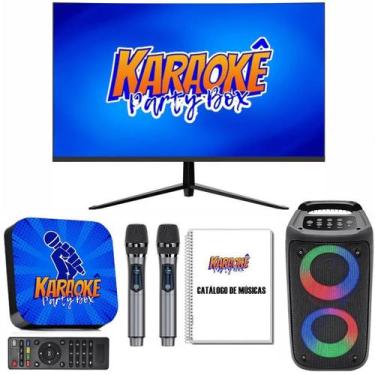 Imagem de Karaoke Profissional +Monitor +2 Mic Sem Fio +Caixa De Som - Karaokê P