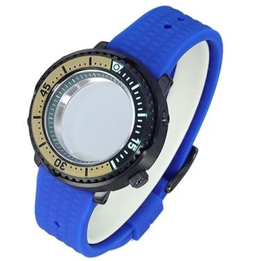 Imagem de FEIYASHI Caixa de relógio preta de aço inoxidável, vidro de cristal de safira para NH34 NH35, movimento 100 m, impermeável, atum, tartaruga, enlatada, 6 movimentos NH35 + anel verde, Caixa de relógio