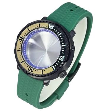 Imagem de FEIYASHI Caixa de relógio preta enlatada tartaruga de atum vidro de cristal de safira para NH34 NH35 NH36 movimento 100 m à prova d'água, Movimento 8 nh35 + anel capítulo azul, Caixa de relógio de