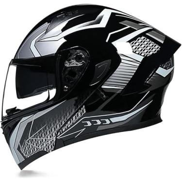 Imagem de Capacete Modular Para Motocicleta Para Adultos, Capacete De Moto Com Viseira Solar Dupla Para Rosto Inteiro Capacete De Motocross Aprovado Pelo Dot Para Homens E Mulheres Scooter, S, XL(61~63cm)
