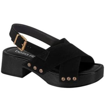 Imagem de Sandália Beira Rio Feminina Salto Anabela Tiras Largas em x Conforto, 