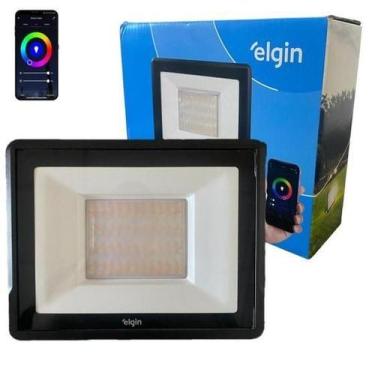 Imagem de Projetor Refletor Led Smart Wifi Inteligente 50w Rgb Colorido ELGIN