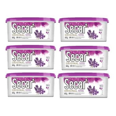 Imagem de Kit 6 Antimofo Antiumidade Original 80g Cloreto Cálcio Elimina Mofo Bolor Odores Protege Roupas Calçados Documentos Armários Gavetas Closets (Lavanda)