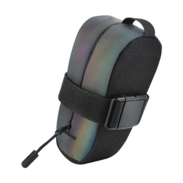 Imagem de Aymzbd Bolsa para bicicleta, bolsa para selim de bicicleta, alça para bicicleta, assento refletivo para áreas externas, pacote em cunha, Colorido Refletivo