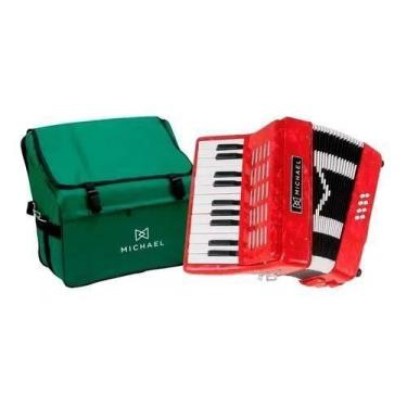 Imagem de Acordeon 8 baixos 22 teclas michael acm0822 com bag, Vermelho