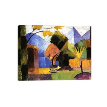 Imagem de Pinturas Famosas em Tela-Quadros Decorativos-Garden on Lake-Pôster e Impressões para Sala de Estar e Casa 20x25cm8x10in Tela Embrulhada