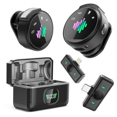 Imagem de LID LIRDDY Mini microfone, microfones de lapela 3 em 1 sem fio para iPhone, iPad, câmera e dispositivos Android, microfone de lapela com redução de ruído